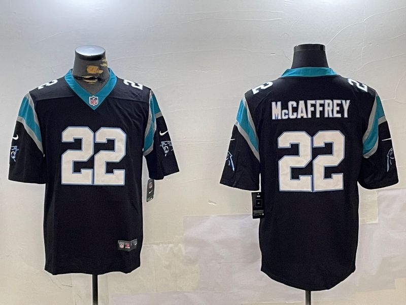 Men Carolina Panthers #22 Mccaffrey Black Second generation 2024 Nike Limited NFL Jersey style 1->kansas city chiefs->NFL Jersey